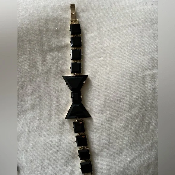 RARE KATE SPADE BLACK TIE OPTIONAL CRYSTAL BRACELET - Picture 5 of 5